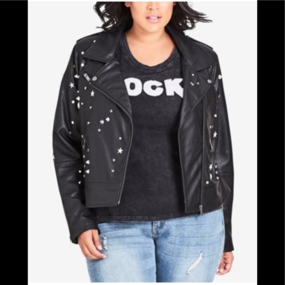 City Chic Moto Faux Leather Jacket - Picture 6 of 6